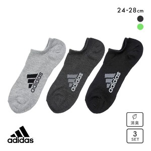 10％OFF【メール便(20)】 アディダス adidas スニーカー丈ソックス 3足組 靴下 メンズ 破れにくい 消臭 24-26cm 26-28cm