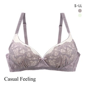 ノンワイヤー レディース ブラジャーのみ カジュアルフィーリング Casual Feeling ラッセルレース ワイヤレスブラ リラクシング 単品