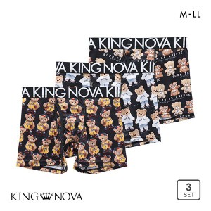 キングノバ KING NOVA ボクサーパンツ メンズ 前あき くま柄 三枚組 3P 3点セット