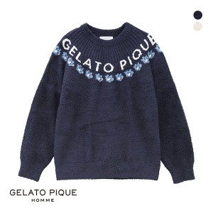 【送料無料】 ジェラートピケ オム GELATO PIQUE HOMME メンズ 【HOMME】ベビモコフラワージャガードプルオーバー ジェラピケ パジャマ