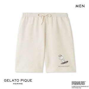 【送料無料】 ジェラートピケ オム GELATO PIQUE メンズ 【PEANUTS】【HOMME】裏毛ワンポイントロゴハーフパンツ ジェラピケ ルームウェ