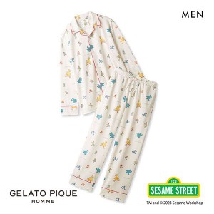 【送料無料】 ジェラートピケ オム GELATO PIQUE メンズ 【SESAME STREET】【HOMME】総柄シャツ&ロングパンツセット ジェラピケ パジャマ