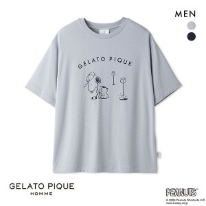 ジェラートピケ オム GELATO PIQUE メンズ 【PEANUTS】【HOMME】ワンポイントTシャツ ジェラピケ パジャマ ルームウェア