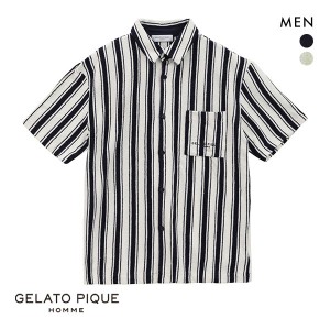 【送料無料】 ジェラートピケ オム GELATO PIQUE メンズ 【HOMME】ストライプパイルシャツ ジェラピケ パジャマ ルームウェア