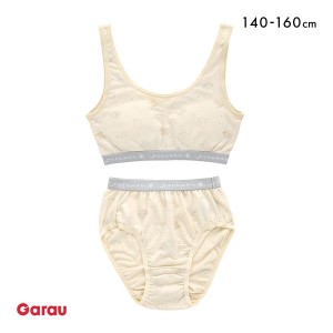 20％OFF【メール便(20)】 ガロー Garau yuruwan総柄 ハーフトップ ショーツ 上下セット インナー キッズ ジュニア 女の子 綿混 吸水速乾