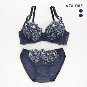 ブラジャー ショーツ セット ブラセット 谷間 サンエイ SANEI レーシィディープブーケ ABCD 美胸 丸胸 モールドカップ 豪華