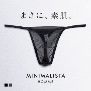 【メール便(3)】【送料無料】 MINIMALISTA HOMME ムレないTバック パンツ ビキニ メンズ M L LL 涼しい 超極薄 メッシュ ミニマリスタ オ