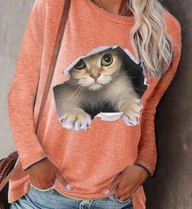 送料無料 猫 猫柄 tシャツ プルオーバー 部屋着 レディース かわいい ねこ ネコ グッズ 雑貨 ファッション おもしろ