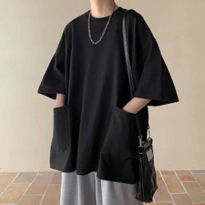 Tシャツ メンズ 無地 半袖Tシャツ ティーシャツ ワッフル トップス 通気性 夏服 重ね着風 お兄系