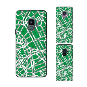 Galaxy S9 (docomo SC-02K / au SCV38) スマホ ケース カバー パターン23 MAP 緑/白