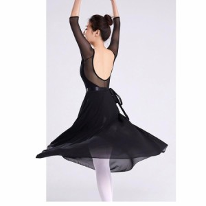バレエスカート ジュニア 大人用 シフォン巻きスカート 80cm丈 ロング丈 ふんわり 紐 無地 レッスン着 レッスンウエア 発表会 新体操 ダ