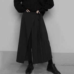 天使と悪魔 パンツ 袴パンツ プリーツ ハイウエスト 大人 ゴシック モード系 ストリート系 韓国ファッション 10代 20代