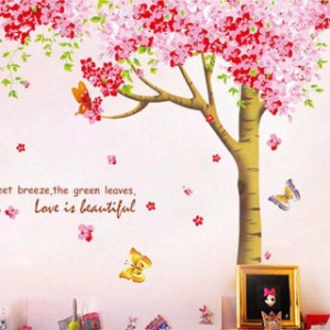 ウォールステッカー 壁ステッカー ステッカー 壁シール インテリア雑貨 雑貨 デコレーション 装飾 桜の木 桜 春 ピンク 蝶 綺麗 明るい