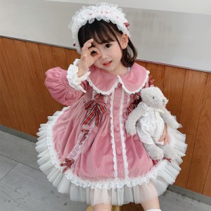 ワンピース 子供 ロリータ キッズ 長袖 メイド ロリータ服 女の子 洋服 秋冬 七五三 コスプレ 子どもドレス クリスマス ゴスロリ lolita 