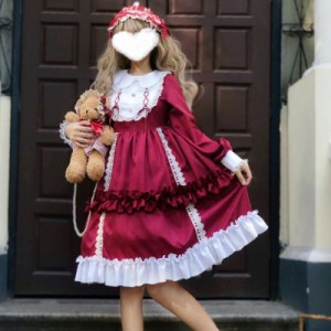 ワンピース ロリータ ワンピース 学院風　秋冬新品 lolita ロングスカート 洋服 長袖 ロリータ  かわいい  ゴスロリ