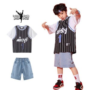 キッズダンスダンス衣装シャツパンツ単品売り男の子デニムパンツダンス衣装トップス野球バスケ派手