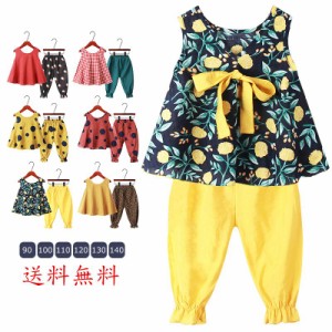 子供ワンピース キッズ ベビー服 綿麻 ノースリーブ 上下セットアップ 女の子 花柄 可愛い キッズワンピース 夏服