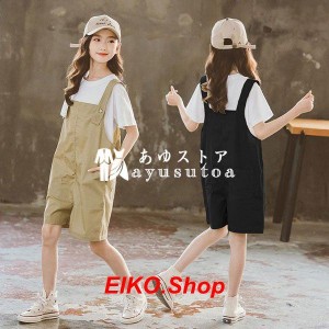 子供服 セットアップ キッズ 女の子 夏服 tシャツ 半袖 ガウチョパンツ サロペット 半ズボン ハーフパンツ おしゃれ 可愛い 韓国子供服 