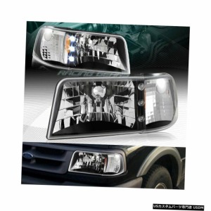 フォードレンジャーブラックハウジング用LEDヘッドライトワンピーススタイルW /アンバーリフレクター 