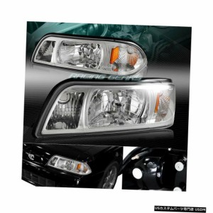 フォードマスタングLX GTクロームハウジング、アンバーリフレクター付き1ピースヘッドライトランプ用 