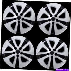 Wheel Covers Set of 4 4シルバー＆ブラック2016年から2021年のトヨタプリウス15" ホイールは、ハブがフルリムスキンキャップカ 