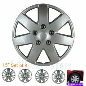 Wheel Covers Set of 4 キャデラック15" スナップ/クリップオンホイールカバータイヤ・リムハブキャップケースシルバー[4点セッ 