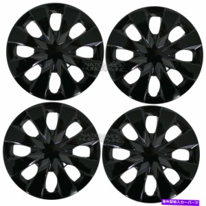 Wheel Covers Set of 4 4つのブラックフィットカローラプリウスC 2003年から2020年15" ハブキャップのフルホイールはスチール・ 