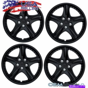 Wheel Covers Set of 4 4新しいOEMマットブラック15" ハブキャップフィットマツダSUV車センターホイールセットをカバー 4 New OE