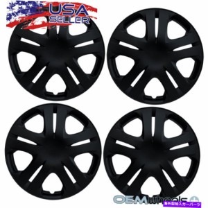 Wheel Covers Set of 4 4新しいOEMマットブラック15" ホイールキャップは、ホンダのSUV車JDMセンターホイールカバーセットに適合