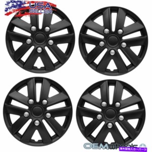 Wheel Covers Set of 4 4新しいOEMマットブラック14" ハブキャップは、ホンダのSUV車JDMセンターホイールカバーセットに適合しま