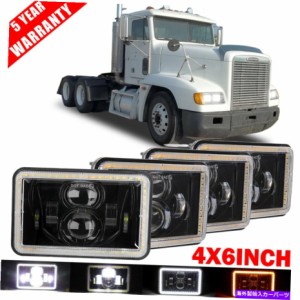 USヘッドライト FreightLiner Fld 120 112のための4pcs 4x6 "LEDヘッドライトハイローダウンDRL天使の目 4Pcs 4x6" LED Headligh