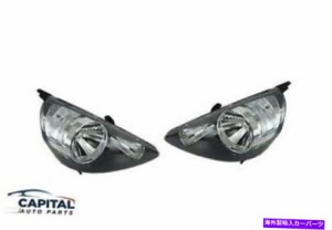 USヘッドライト ブラックヘッドランプスーツのペアセットホンダジャズGD / GLI / VTI 2004-2008 Pair Set of Black Headlamps Su