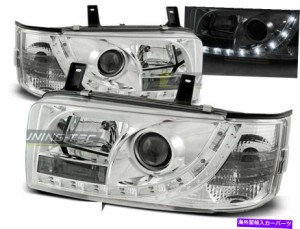 USヘッドライト Headlights LED DRL VW T4 90-03トランスポーターの日光Chrome Freeship US Headlights LED DRL Look for VW T4 