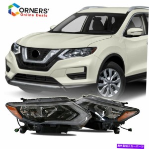 USヘッドライト Nissan Rogue 2017-2019ヘッドライトブラック工場の交換ペアセット Fits For Nissan Rogue 2017-2019 Headlight 