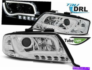 USヘッドライト Headlights LED DRL LTIライトチューブアウディA6 C5 4B 97-01 Chrome Freeship US Headlights LED DRL Inside L