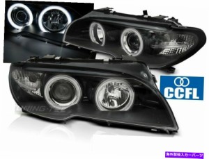 USヘッドライト ヘッドライトBMW E46 3シリーズ03-06クーペカブリオエンジェルアイカバーブラックFreeship US Headlights BMW E4