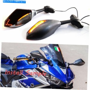 Mirror LEDターン信号が付いている2019年YAMAHA YZF R6 R6S FZ6R YZF600Rオートバイミラー For 2019 Yamaha YZF R6 R6S FZ6R YZF