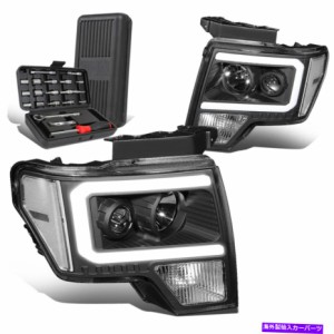 USヘッドライト 2009-2014フォードF150 LED DRLチューブブラッククリアプロジェクターヘッドライト+ツールボックス For 2009-2014 Ford F