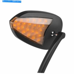 Mirror オーバルブラックアルミニウムミラーLEDインジケーターフィットハーレーソフトダイナVロッド Oval black aluminum mirror