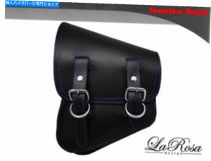 サイドバック La RosaブラックレザーブルーステッチHD VRSCDX VRSCAW VRSCA VRSCB左サドルバッグ La Rosa Black Leather Blue St