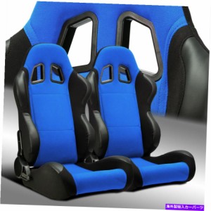 バケットシート 2×リクライニング可能ブルーパイナップルファブリック/ PVCレザー左/右レーシングバケットシート 2 x Reclinabl