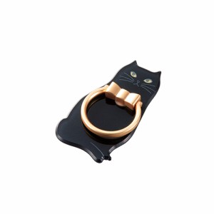 エレコム スマートフォン用ストラップ フィンガーリング アニマル 黒ネコ P-STRAMCATB