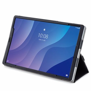 エレコム Lenovo Tab M10 HD 2nd Gen ケース カバー 手帳 フラップ レザー 軽量 ハンドホールドベルト付 ブラック TB-L201PLFBK