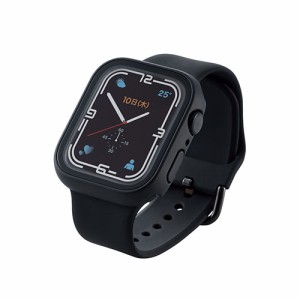 エレコム Apple Watch45mm用フルカバーケース プレミアムガラス 高透明 AW-21AFCGBK
