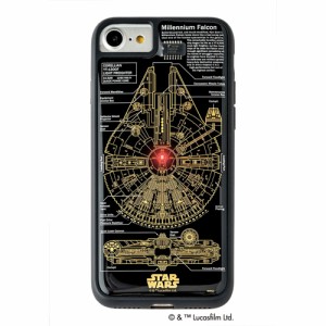 STAR WARS スター・ウォーズ グッズコレクション FLASH M-FALCON 基板アート iPhone 7/8ケース 黒 F7/8B