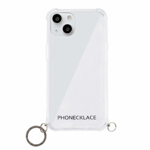 PHONECKLACE ストラップ用リング付きクリアケース for iPhone 13 ガンブラックチャーム PN21600i13BK