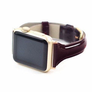 WEARPLANET Slim Line 本革 エナメルバンド for Apple Watch 41/40/38mm  ガーネットブラウン WP23098AWBR