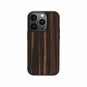 Man & Wood 天然木ケース for iPhone 14 Pro Ebony  背面カバー型 I23631i14P