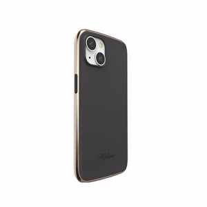 motomo INO LINE INFINITY CASE for iPhone 14/13 ストーンブラッククロームゴールド 背面カバー型 MT24272i14BK