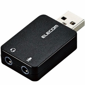 【5個セット】エレコム オーディオ変換アダプタ USB-φ3.5mm オーディオ出力 マイク入力 直挿し コンパクト ブラック USB-AADC01BKX5